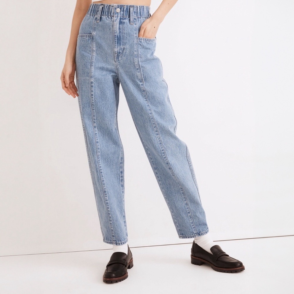 Maxwell Pull-On Balloon Jeans In Closson Wash: Paperbag Edition